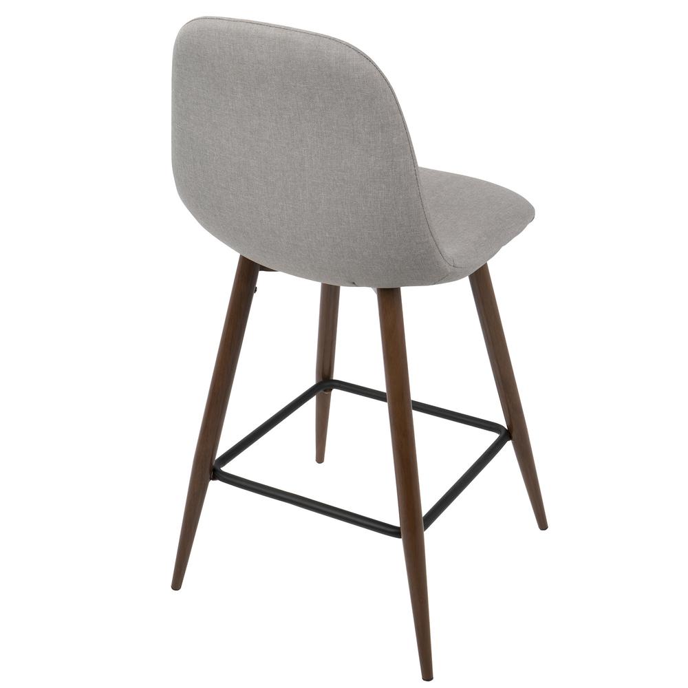 Pebble Mid-Century Modern Counter Stool in Walnut and Light Grey - Set of 2. Picture 4