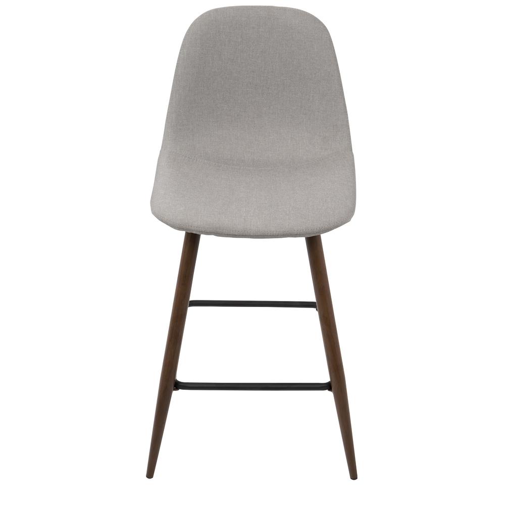 Pebble Mid-Century Modern Counter Stool in Walnut and Light Grey - Set of 2. Picture 6