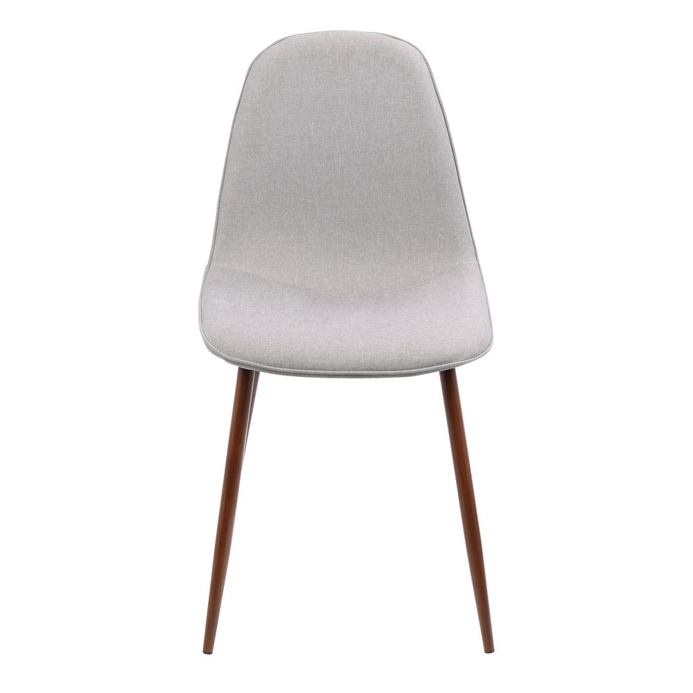 Pebble Mid-Century Modern Dining/Accent Chair in Walnut and Grey Fabric - Set of 3. Picture 6