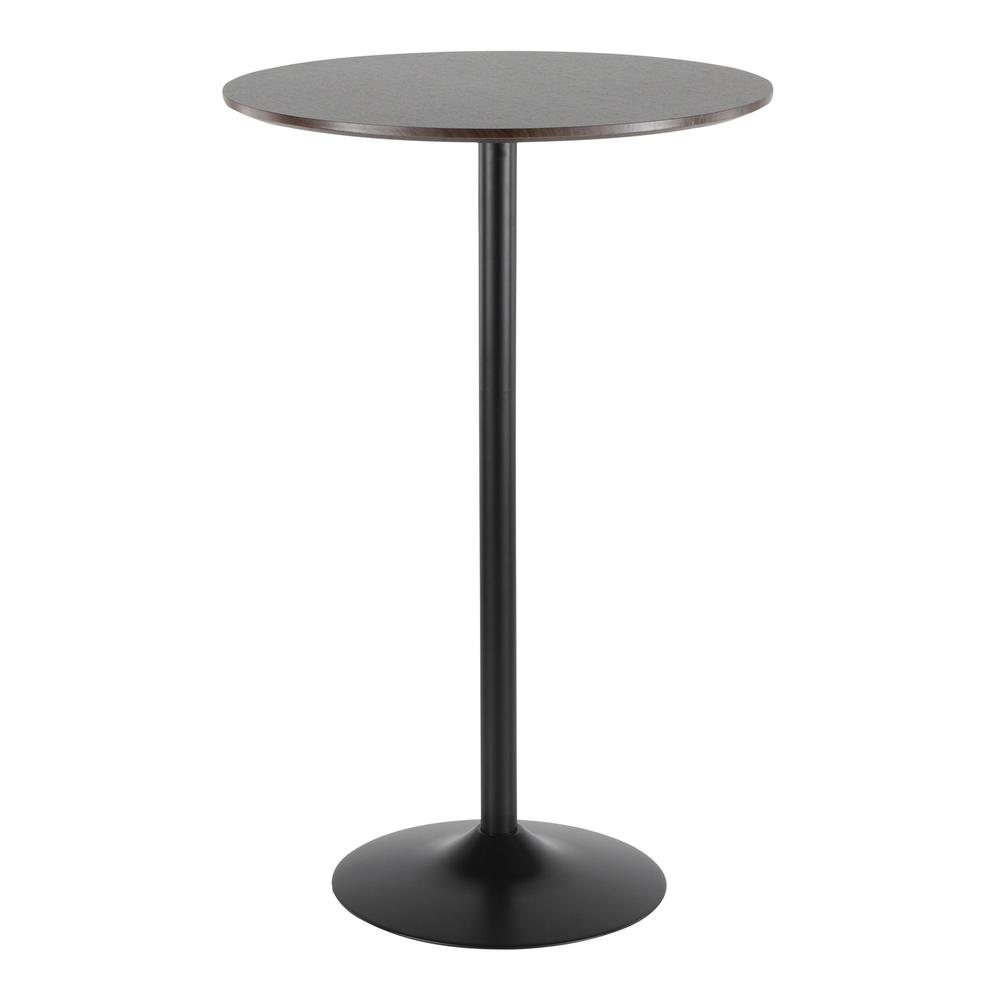 Pebble Mid-Century Modern Adjustable Dining to Bar Table in Black Metal and Espresso. Picture 1