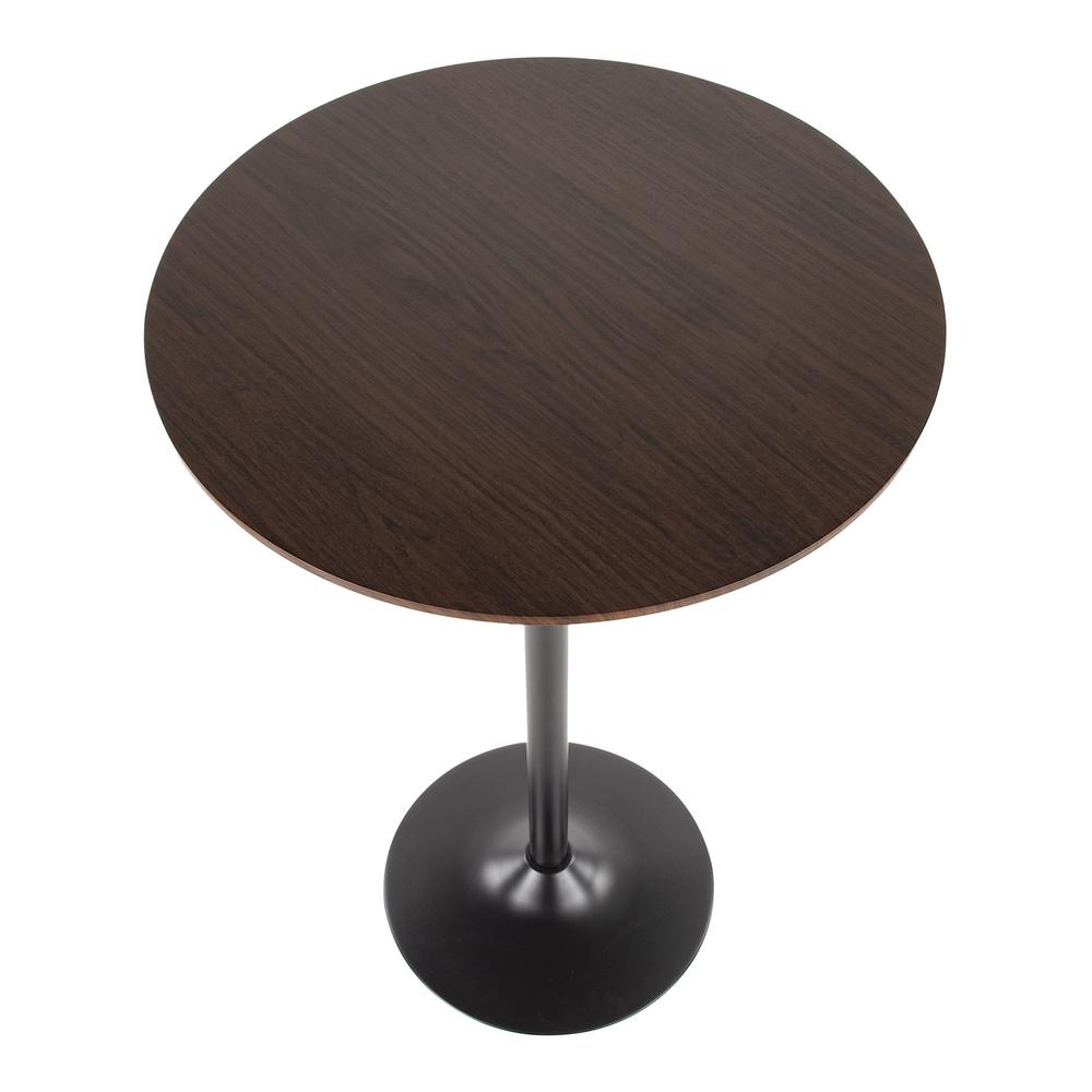 Pebble Mid-Century Modern Adjustable Dining to Bar Table in Black Metal and Espresso. Picture 2