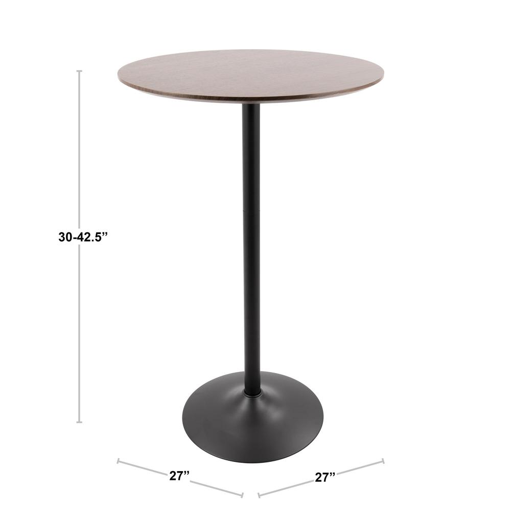 Pebble Mid-Century Modern Table Adjusts From Dining To Bar in Walnut and Black. Picture 9