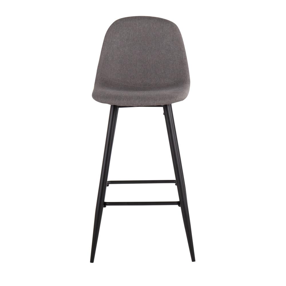 Black Metal, Charcoal Fabric Pebble Barstool - Set of 2. Picture 6