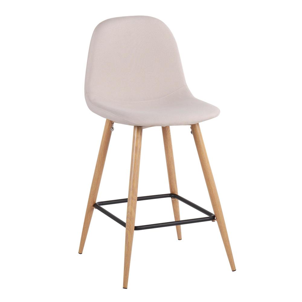 Natural Metal, Beige Fabric Pebble Counter Stool - Set of 2. Picture 2
