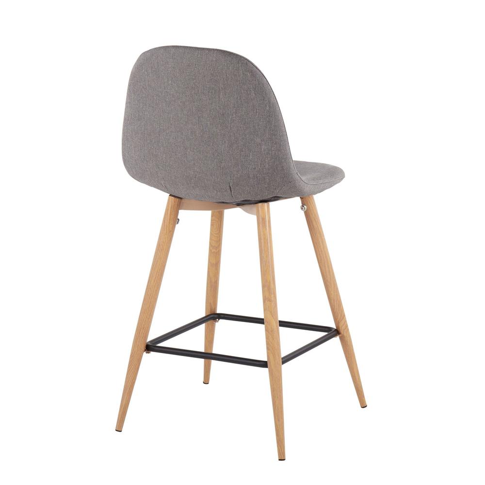 Natural Metal, Charcoal Fabric Pebble Counter Stool - Set of 2. Picture 4