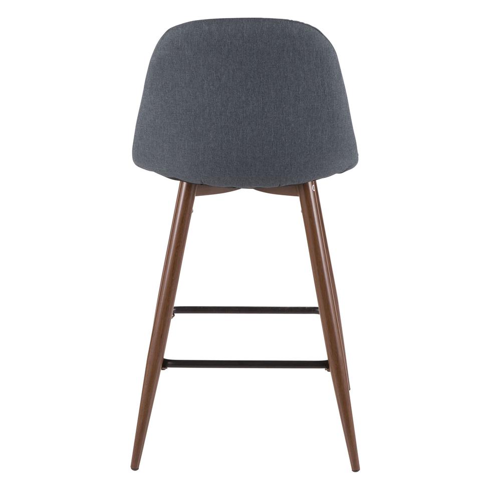Pebble Mid-Century Modern Counter Stool in Walnut and Blue - Set of 2. Picture 5