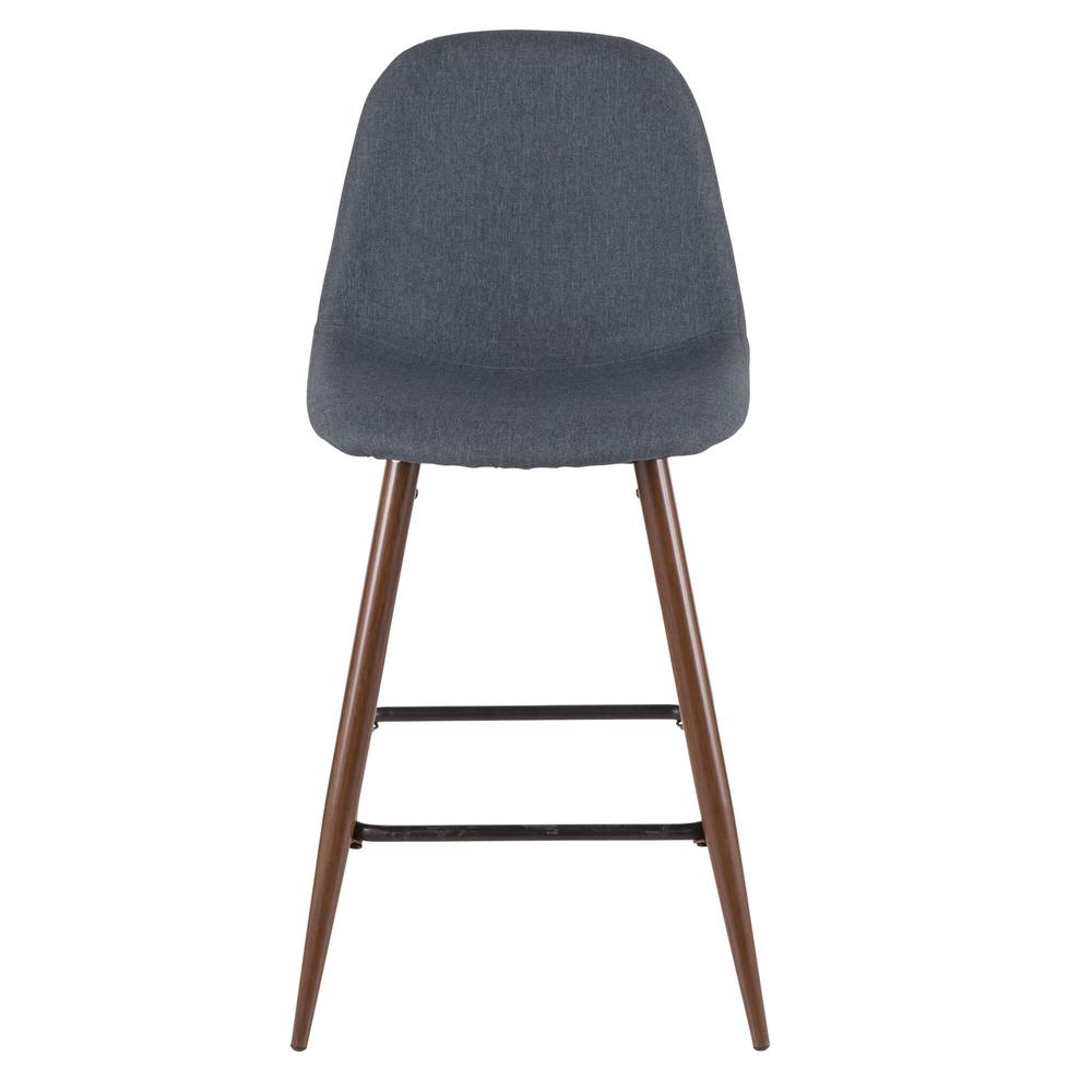 Pebble Mid-Century Modern Counter Stool in Walnut and Blue - Set of 2. Picture 6