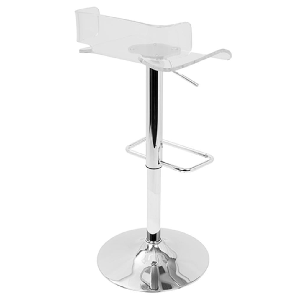 Pride Contemporary Adjustable Barstool in Clear Acrylic. Picture 3