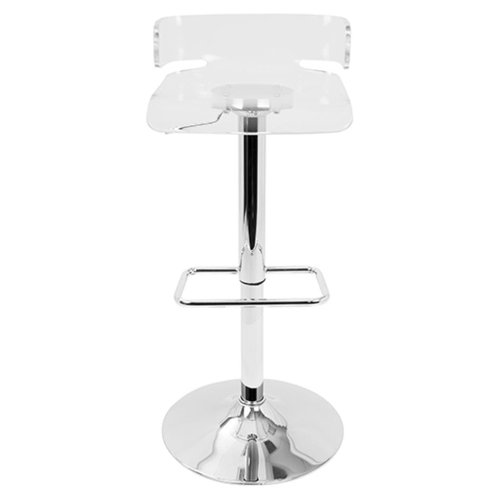 Pride Contemporary Adjustable Barstool in Clear Acrylic. Picture 5