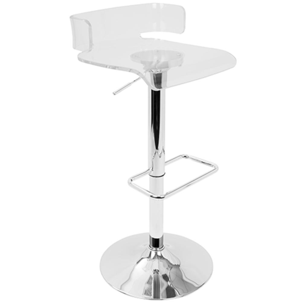 Pride Contemporary Adjustable Barstool in Clear Acrylic. Picture 1