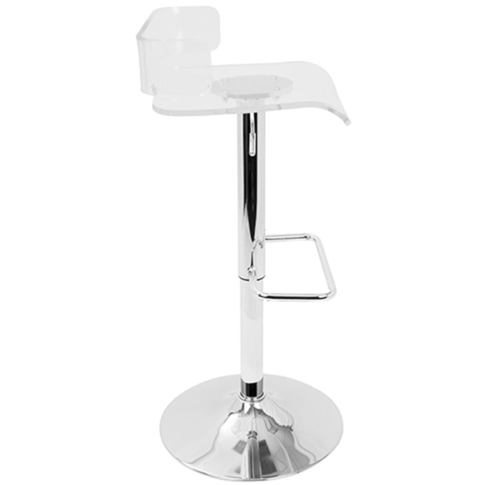 Pride Contemporary Adjustable Barstool in Clear Acrylic. Picture 2