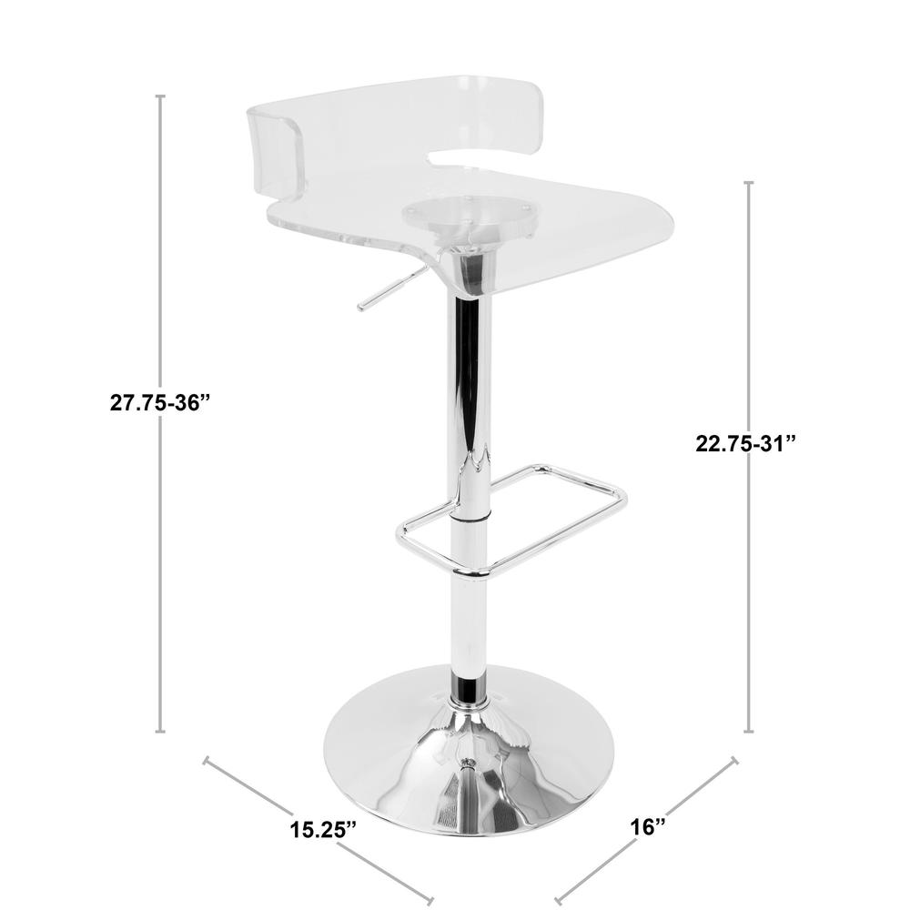 Pride Contemporary Adjustable Barstool in Clear Acrylic. Picture 7