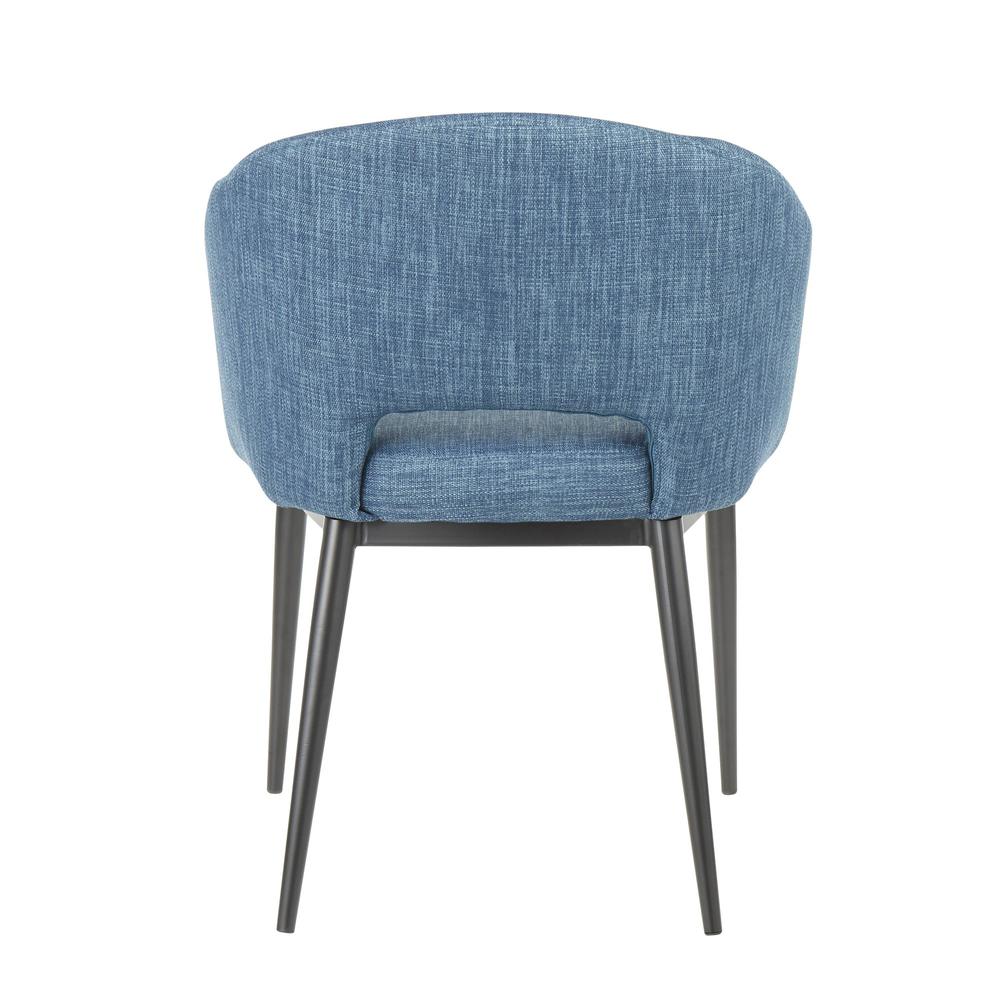 Renee Contemporary Chair in Black Metal Legs and Blue Fabric. Picture 4