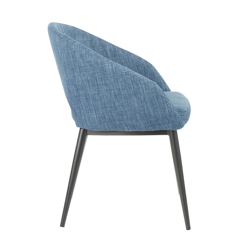 Renee Contemporary Chair in Black Metal Legs and Blue Fabric. Picture 2