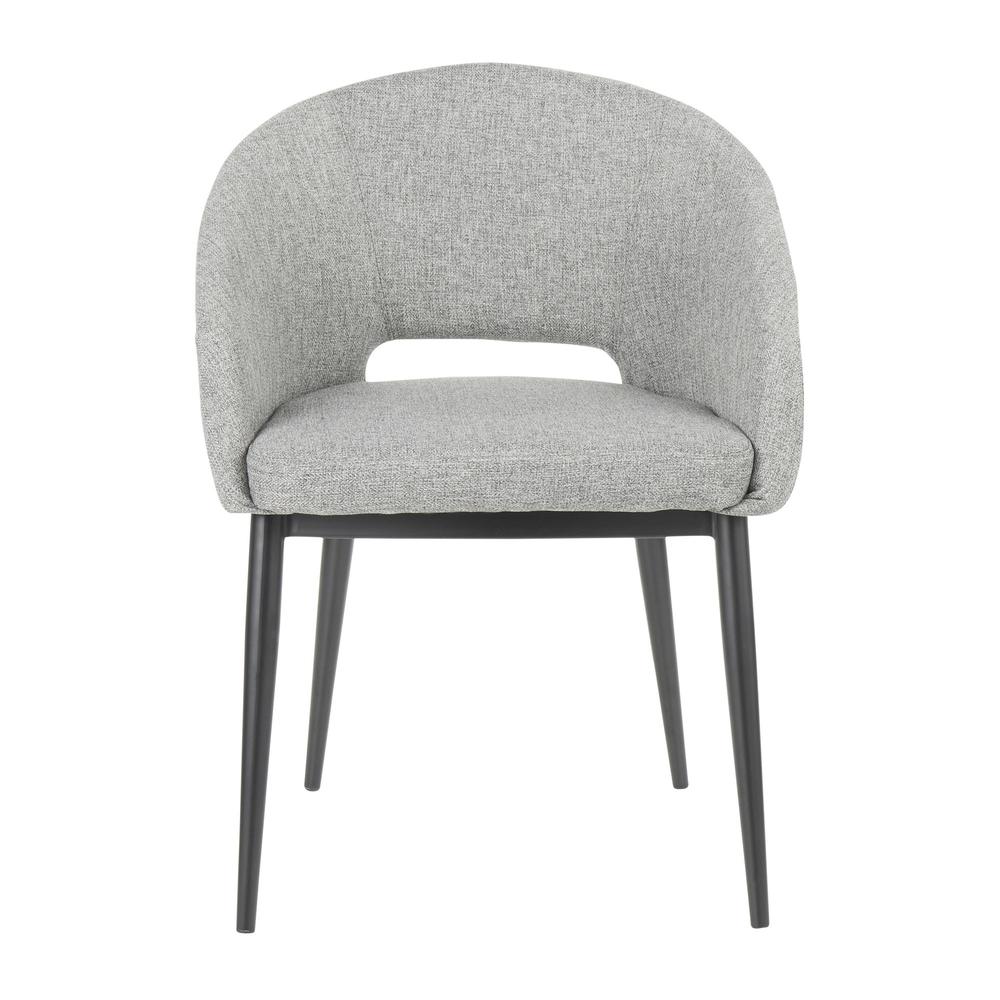 Renee Contemporary Chair in Black Metal Legs and Grey Fabric. Picture 5