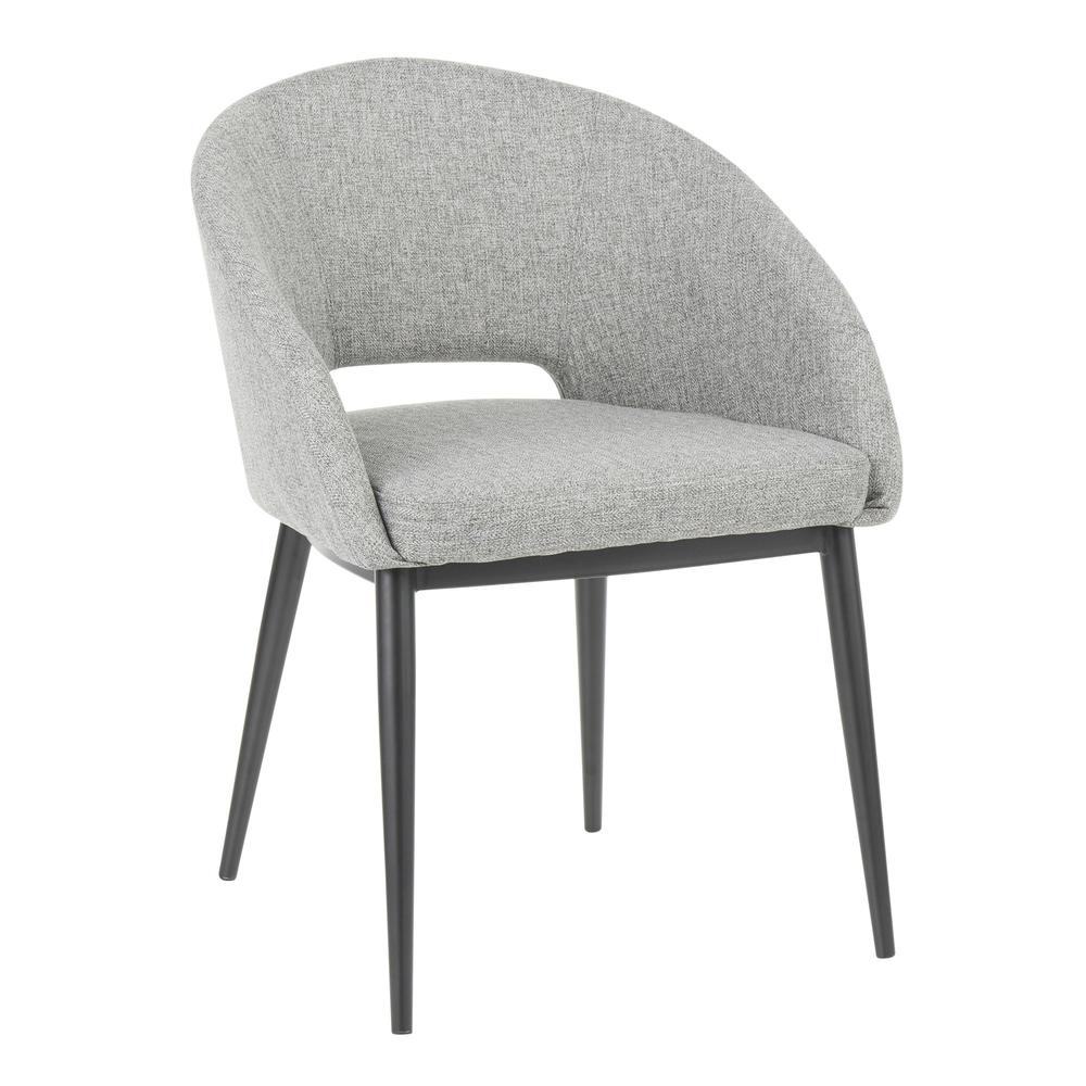Renee Contemporary Chair in Black Metal Legs and Grey Fabric. Picture 1