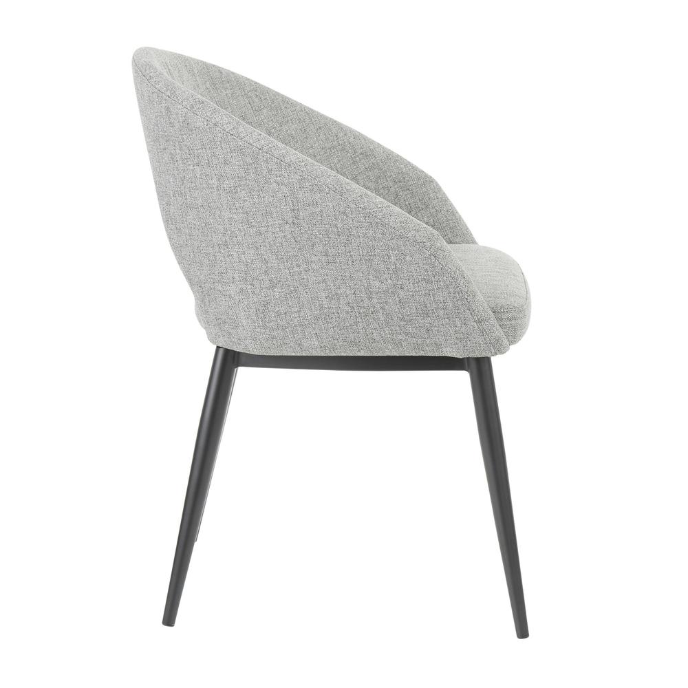 Renee Contemporary Chair in Black Metal Legs and Grey Fabric. Picture 2