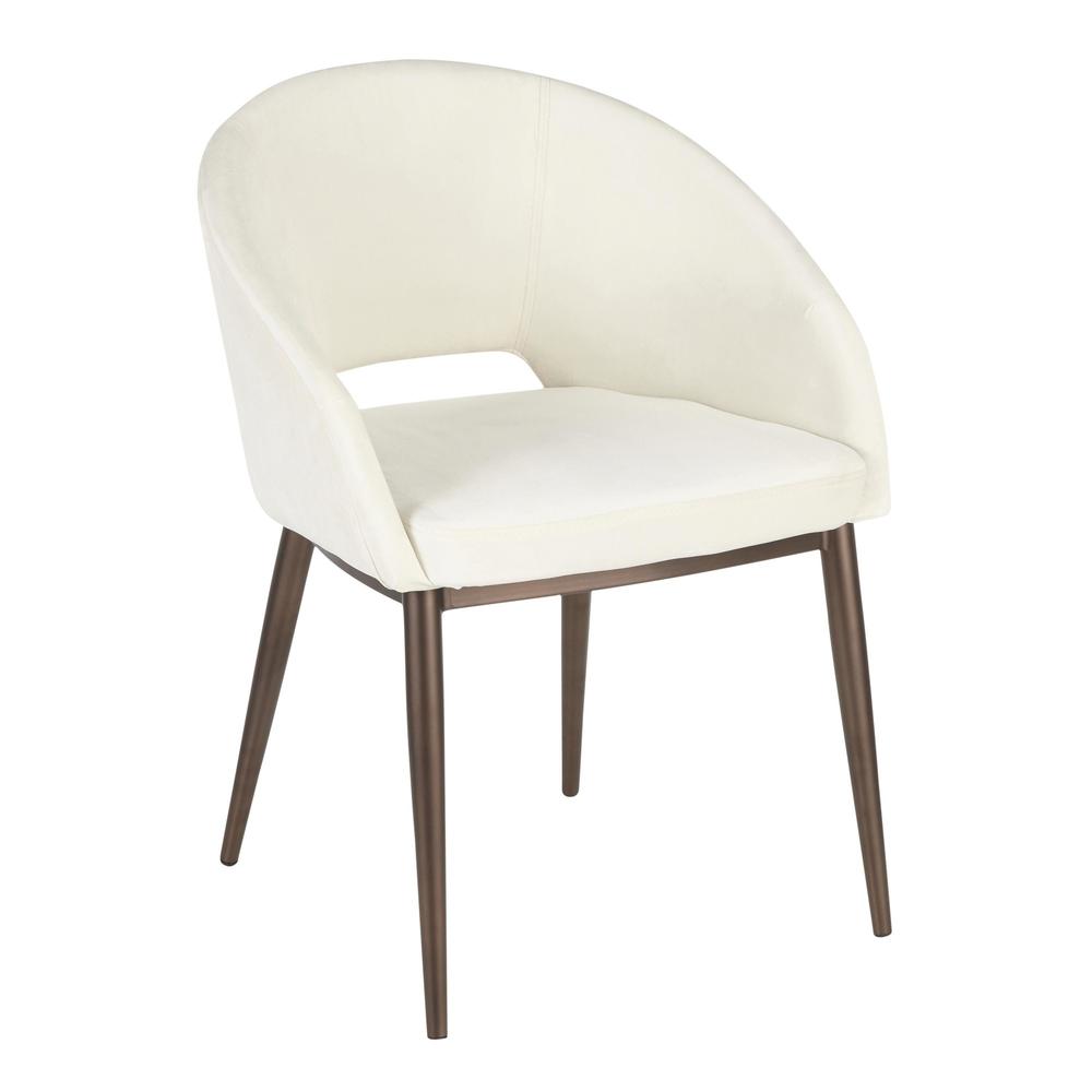 Renee Contemporary Chair in Copper Metal Legs with Cream Velvet. Picture 1