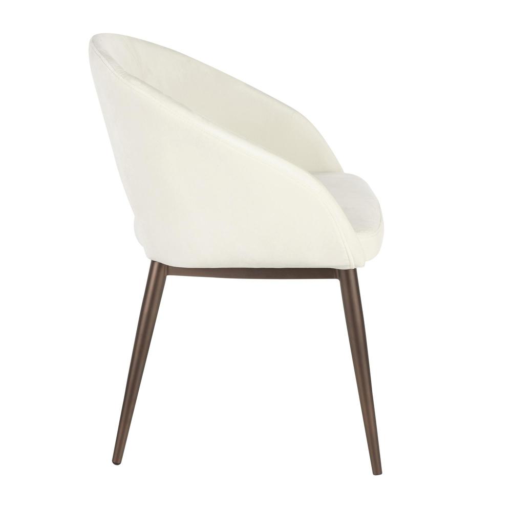 Renee Contemporary Chair in Copper Metal Legs with Cream Velvet. Picture 2