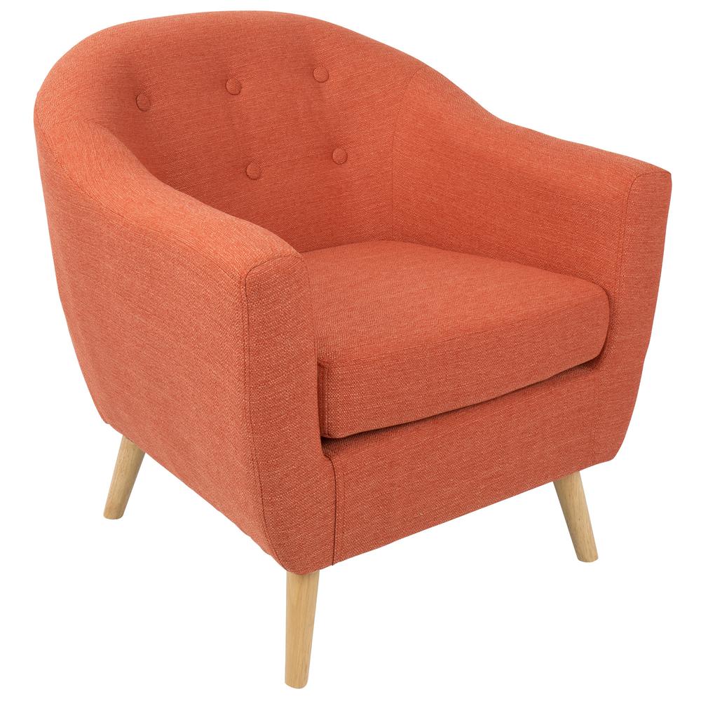 Rockwell Mid Century Modern Accent Chair in Orange. Picture 1