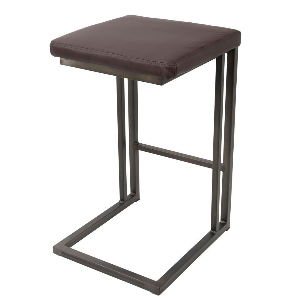 Roman Industrial Counter Stool in Antique and Espresso Faux Leather - Set of 2. Picture 4