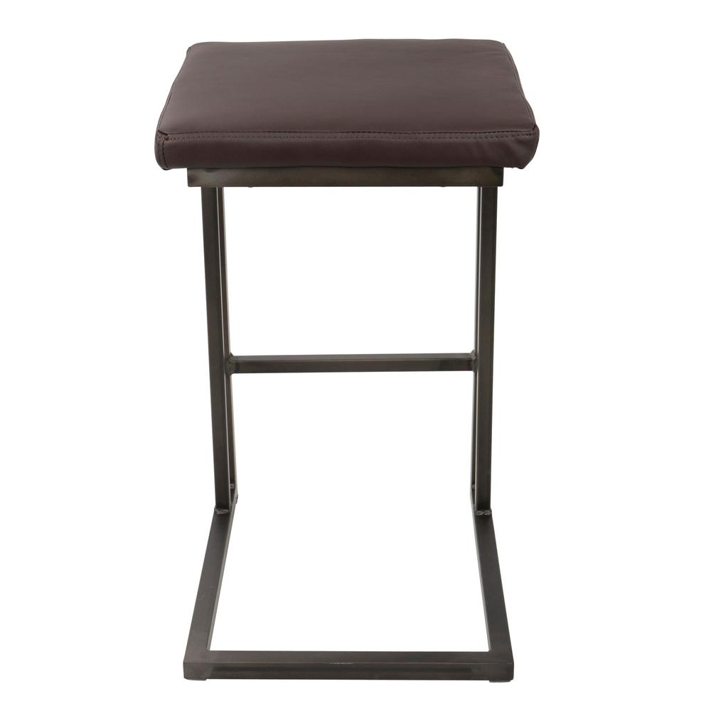Roman Industrial Counter Stool in Antique and Espresso Faux Leather - Set of 2. Picture 5