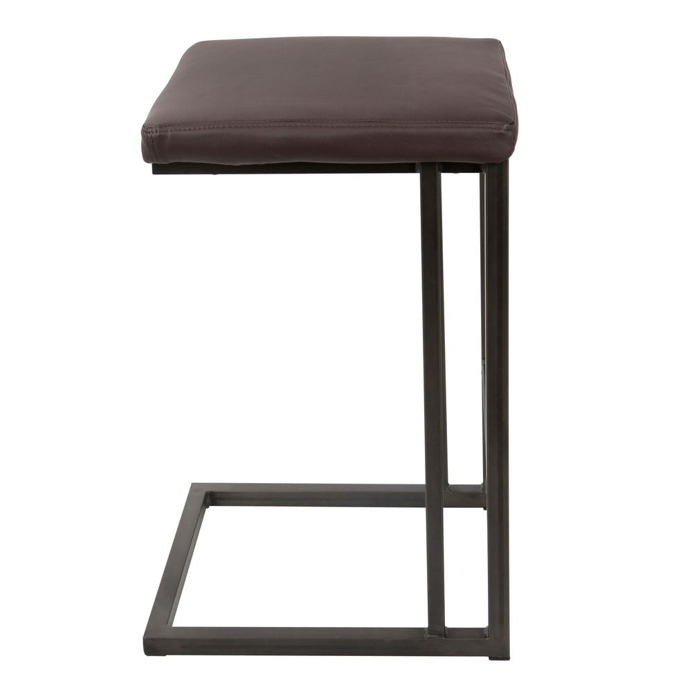 Roman Industrial Counter Stool in Antique and Espresso Faux Leather - Set of 2. Picture 3