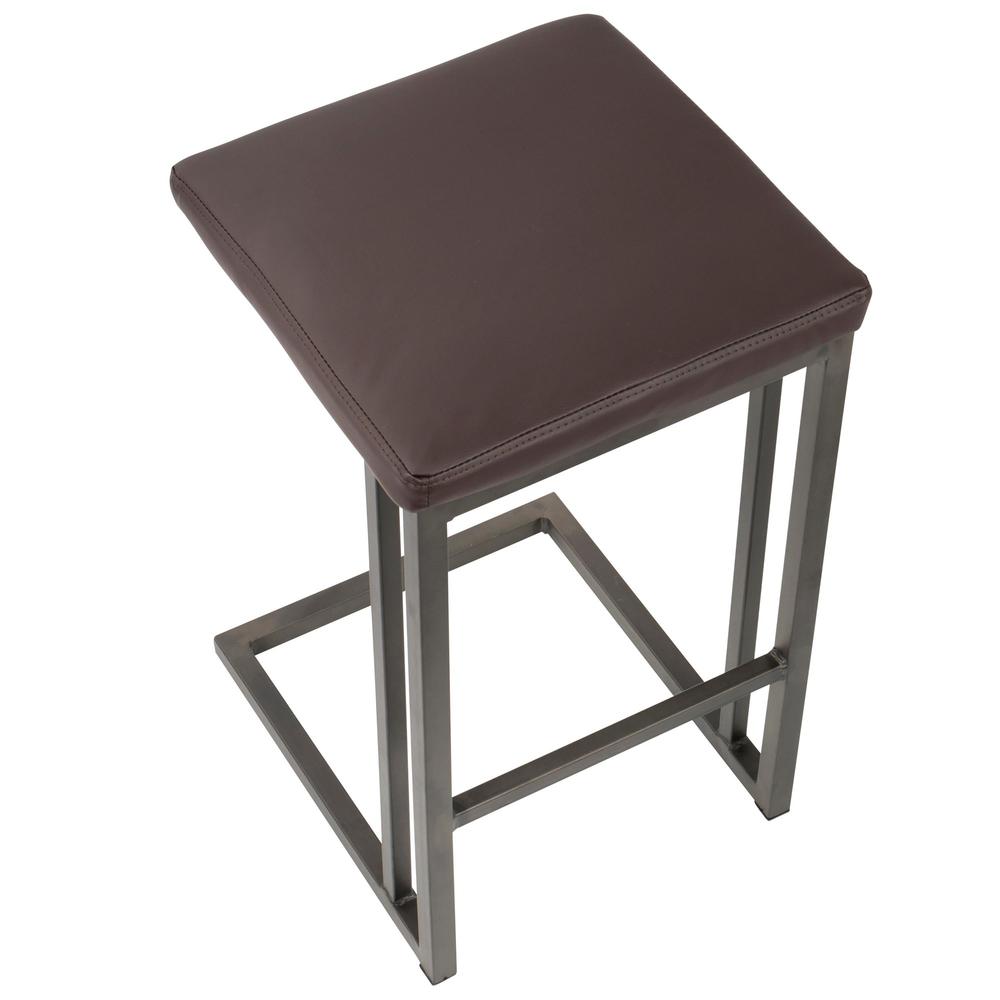 Roman Industrial Counter Stool in Antique and Espresso Faux Leather - Set of 2. Picture 7