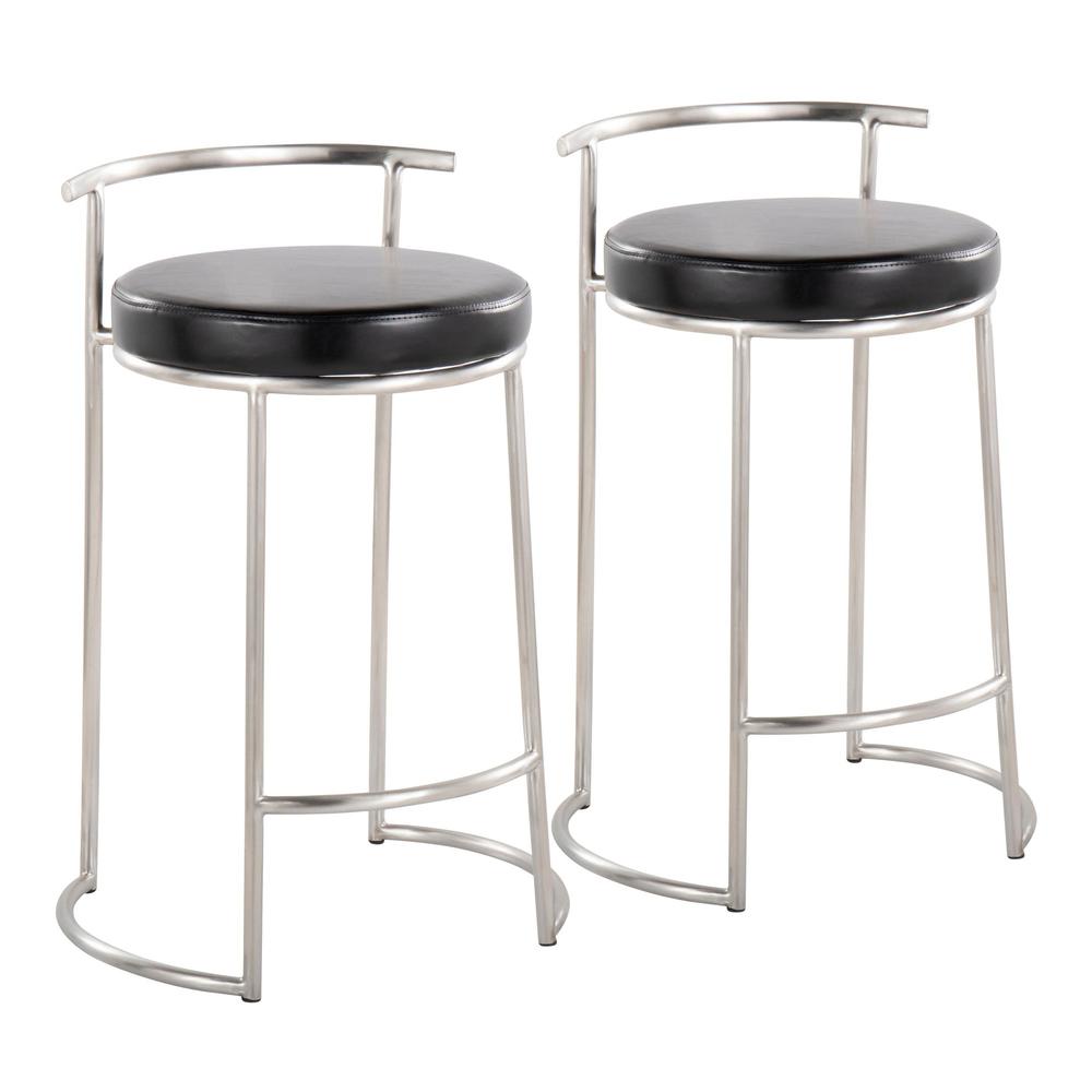 Round Fuji 26" Fixed-Height Counter Stool - Set of 2. Picture 1