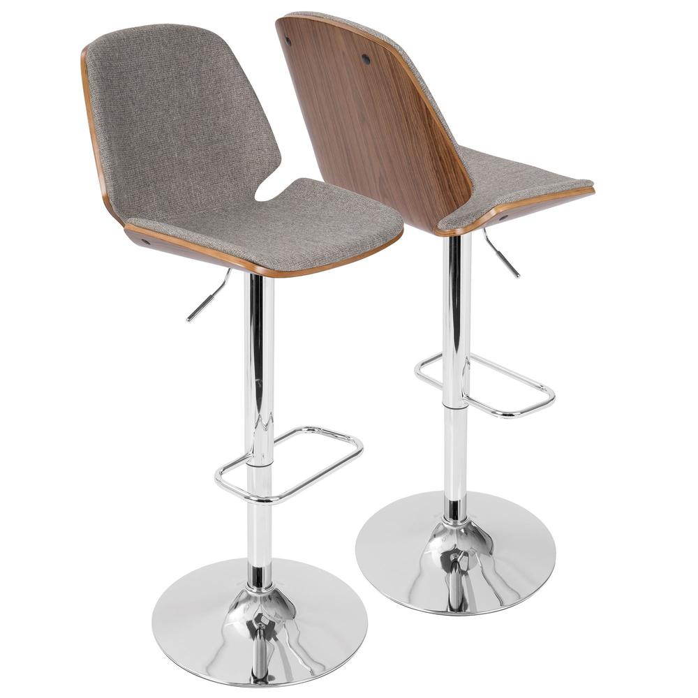 Serena Mid-Century Modern Barstool in  Walnut and Grey. Picture 1