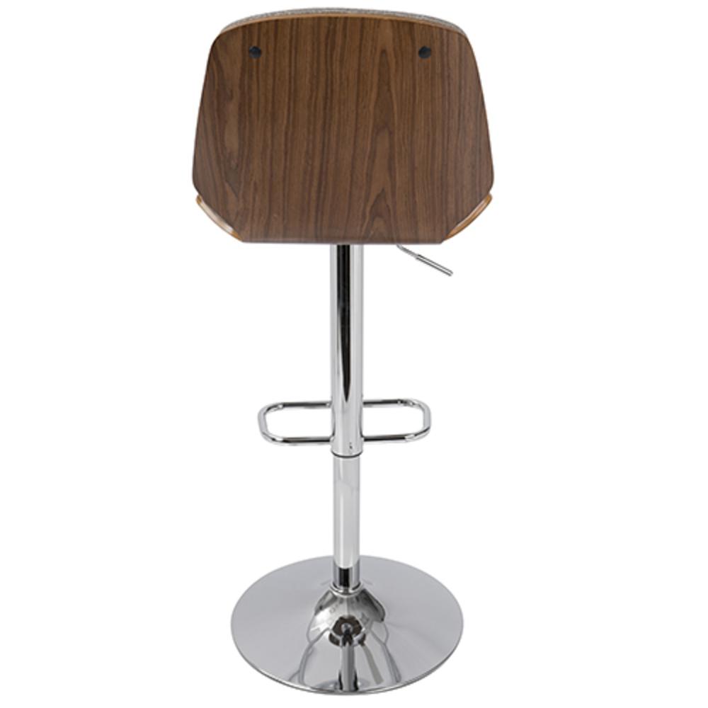 Serena Mid-Century Modern Barstool in  Walnut and Grey. Picture 5