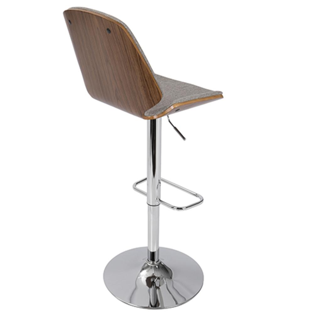 Serena Mid-Century Modern Barstool in  Walnut and Grey. Picture 4