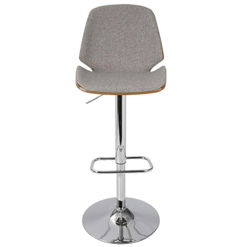 Serena Mid-Century Modern Barstool in  Walnut and Grey. Picture 6