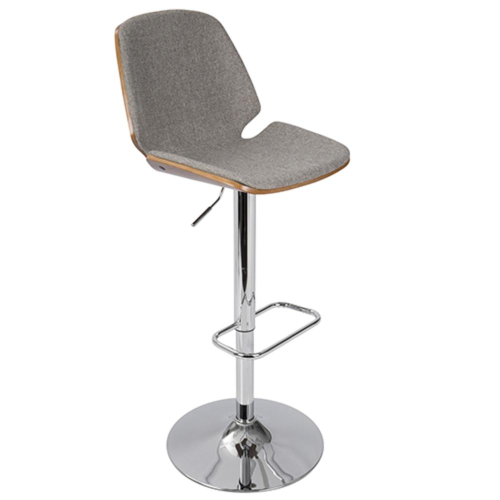 Serena Mid-Century Modern Barstool in  Walnut and Grey. Picture 2