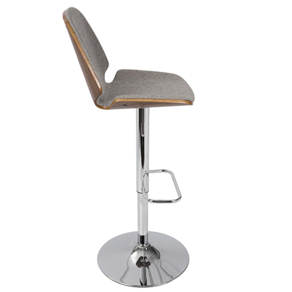Serena Mid-Century Modern Barstool in  Walnut and Grey. Picture 3