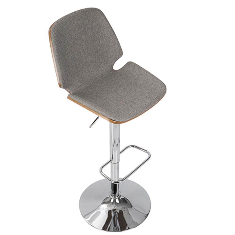 Serena Mid-Century Modern Barstool in  Walnut and Grey. Picture 7