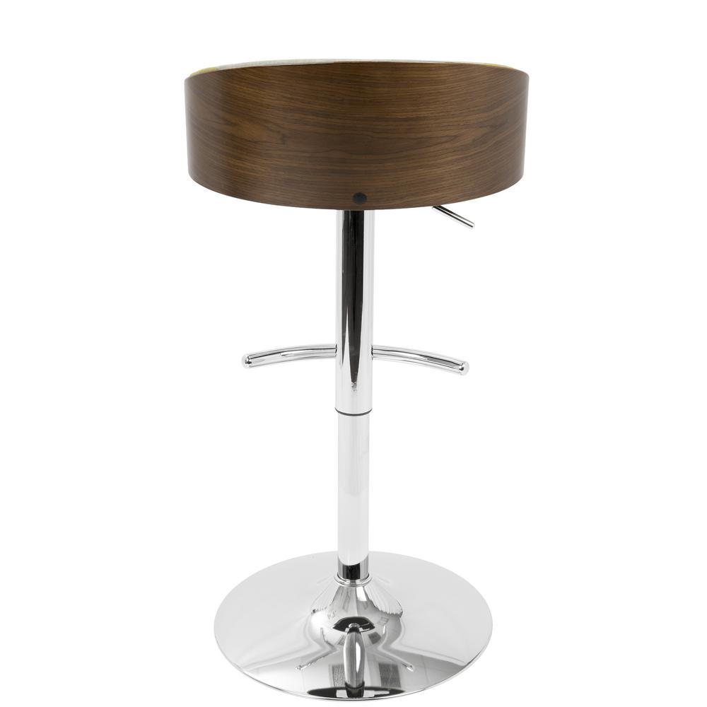 Shiraz Mid-Century Modern Adjustable Barstool in Walnut and Green. Picture 5