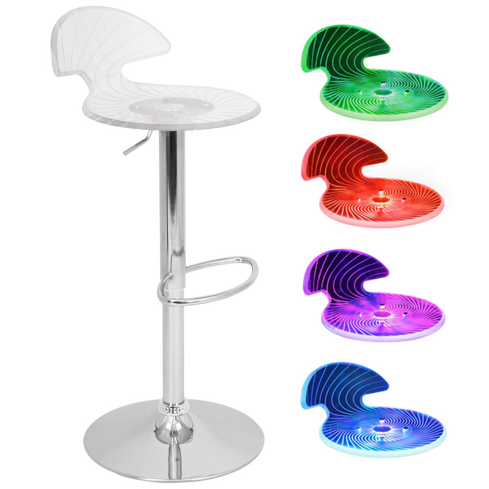 Spyra Contemporary Light Up and Height Adjustable Bar Stool in Multi. Picture 1