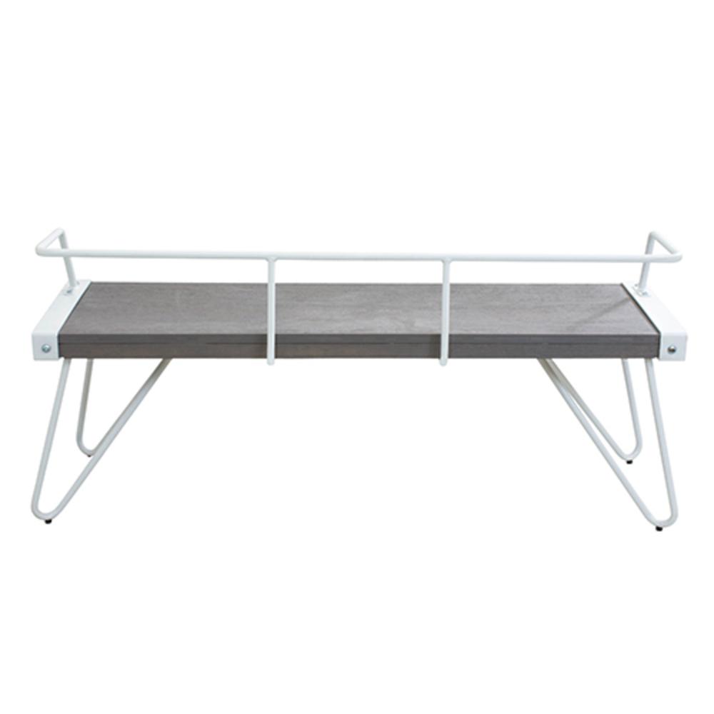 Stefani Industrial Bench in White and Grey. Picture 4