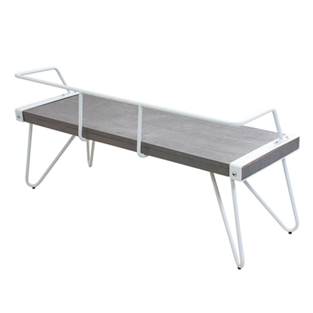 Stefani Industrial Bench in White and Grey. Picture 3