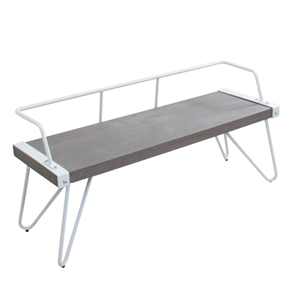 Stefani Industrial Bench in White and Grey. Picture 1