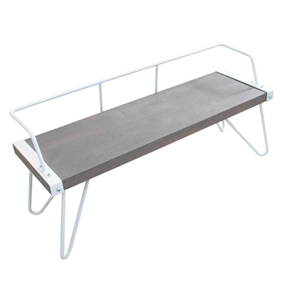 Stefani Industrial Bench in White and Grey. Picture 6