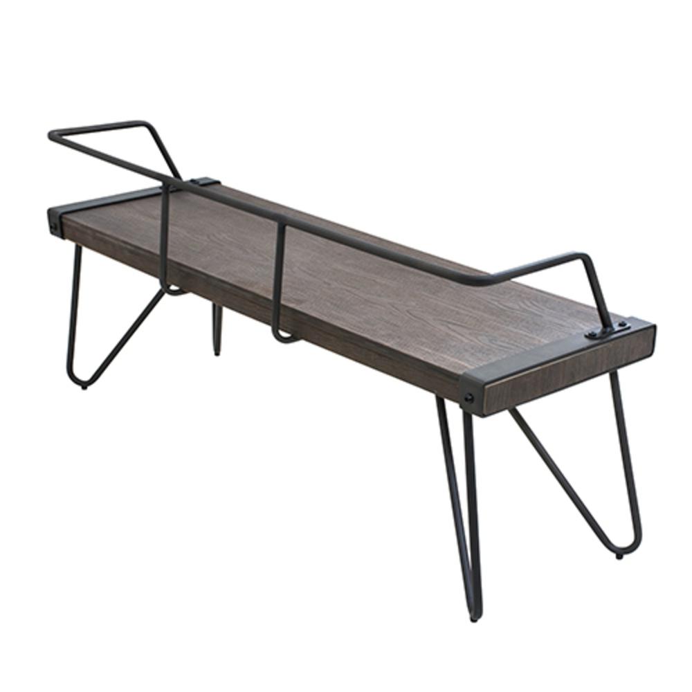 Stefani Industrial Bench in Antique and Walnut. Picture 3