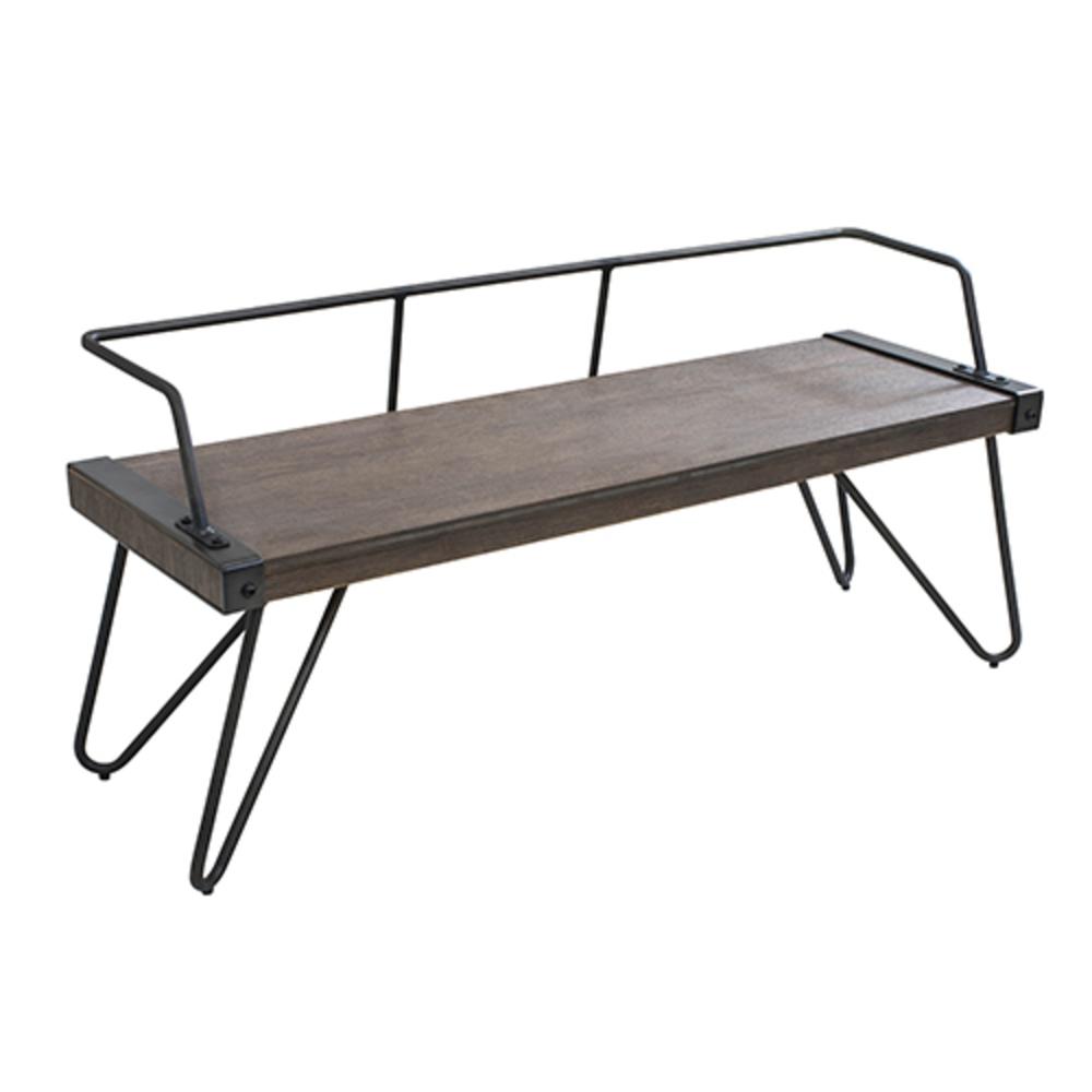 Stefani Industrial Bench in Antique and Walnut. Picture 1