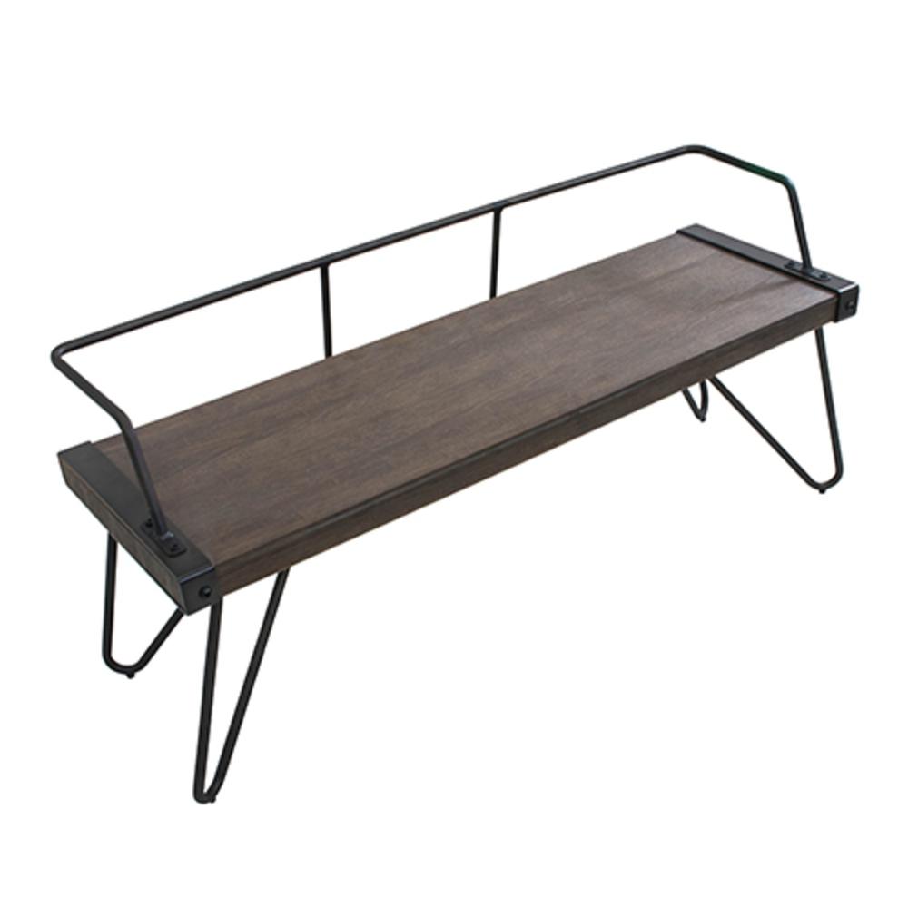 Stefani Industrial Bench in Antique and Walnut. Picture 6