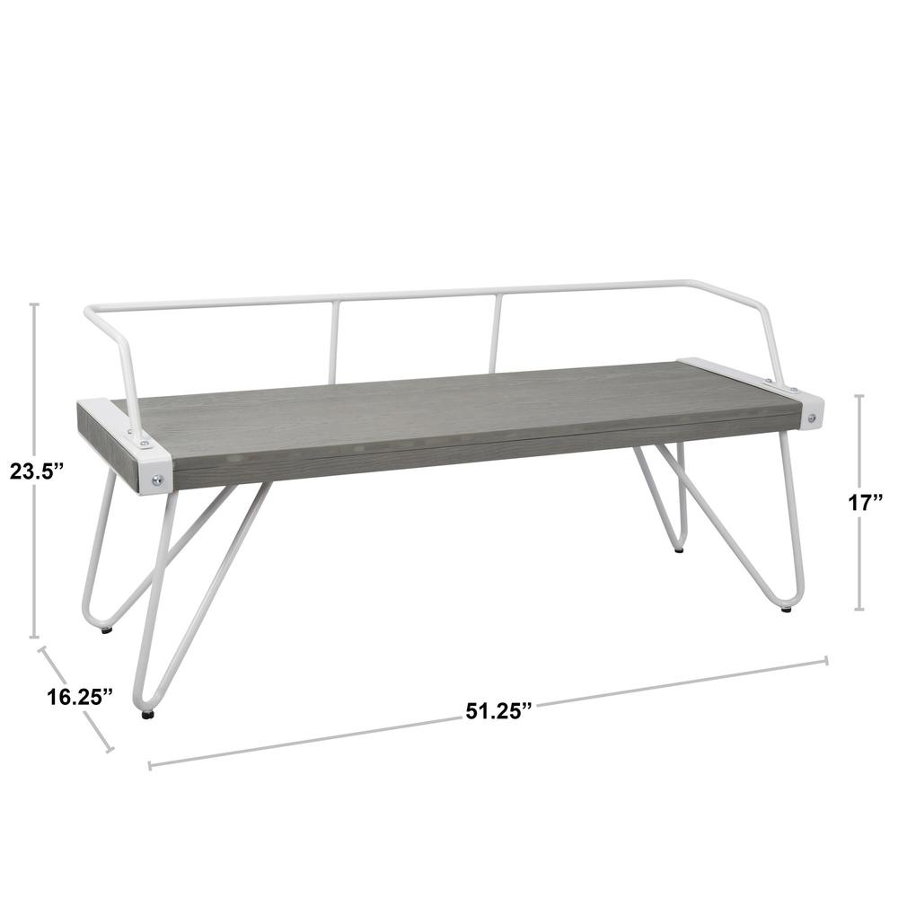 Stefani Industrial Bench in White and Grey. Picture 8