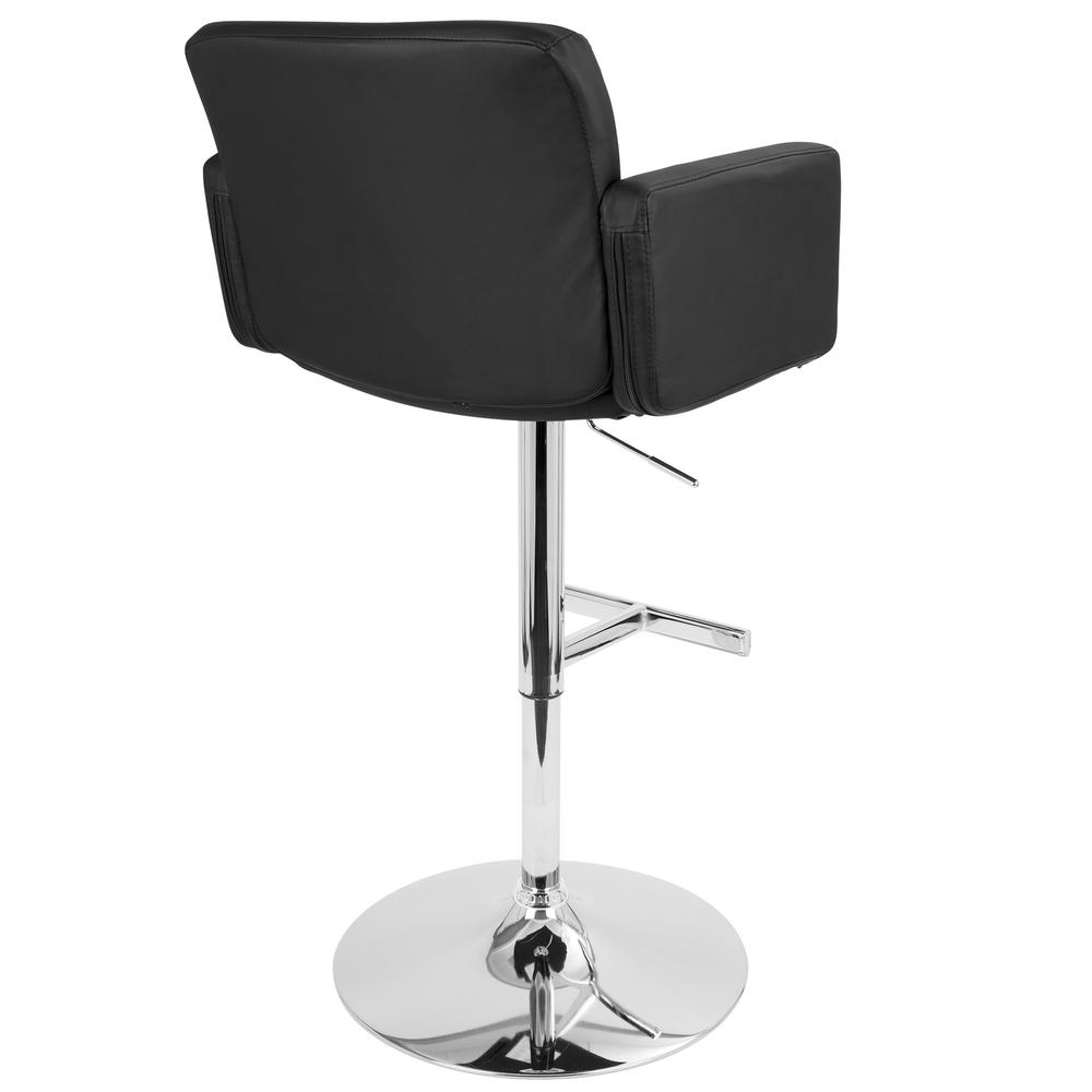 Stout Contemporary Adjustable Barstool with Swivel and Black Faux Leather. Picture 3