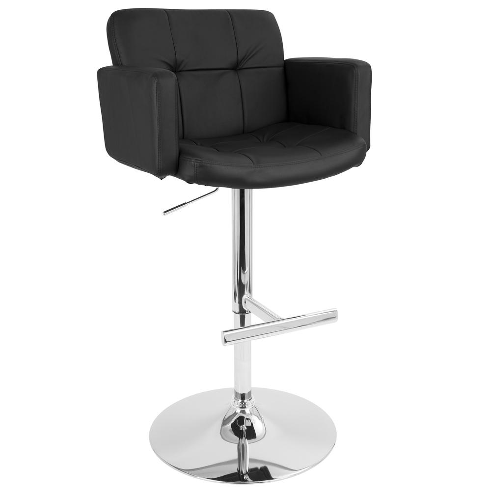 Stout Contemporary Adjustable Barstool with Swivel and Black Faux Leather. Picture 1