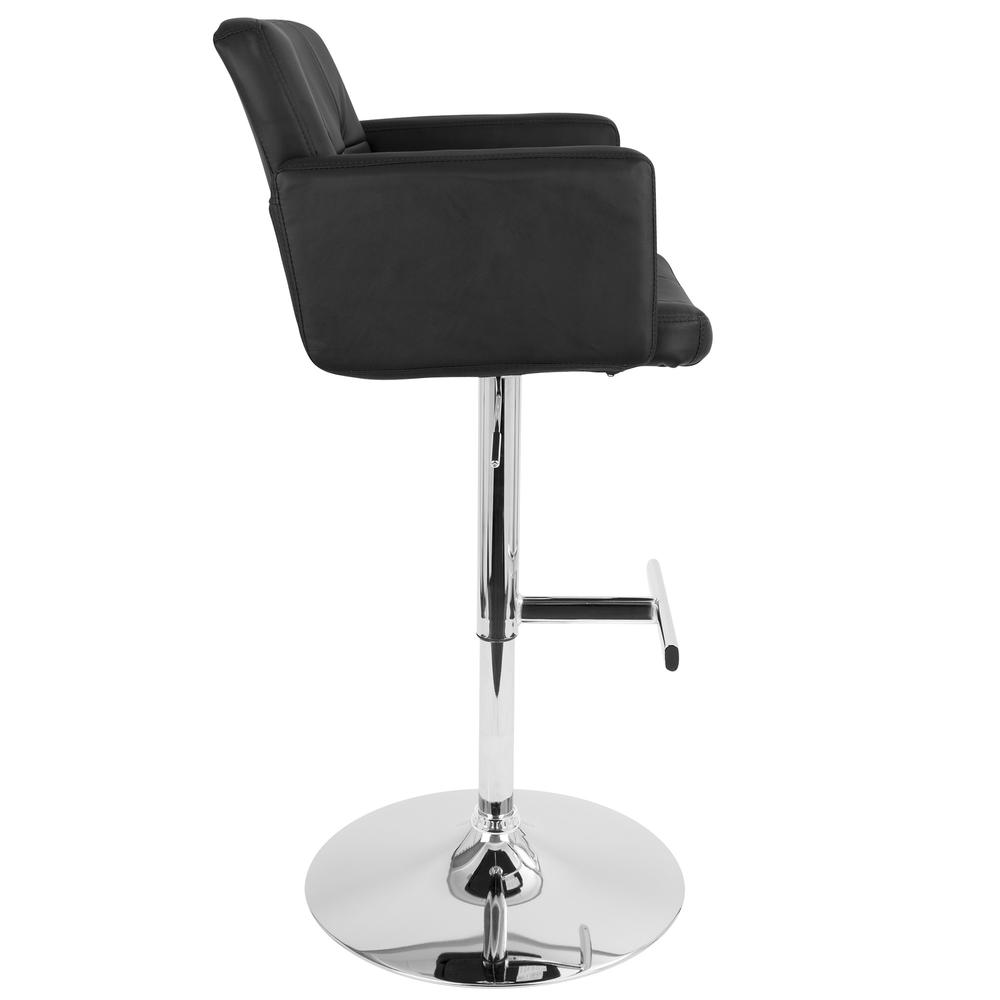 Stout Contemporary Adjustable Barstool with Swivel and Black Faux Leather. Picture 2