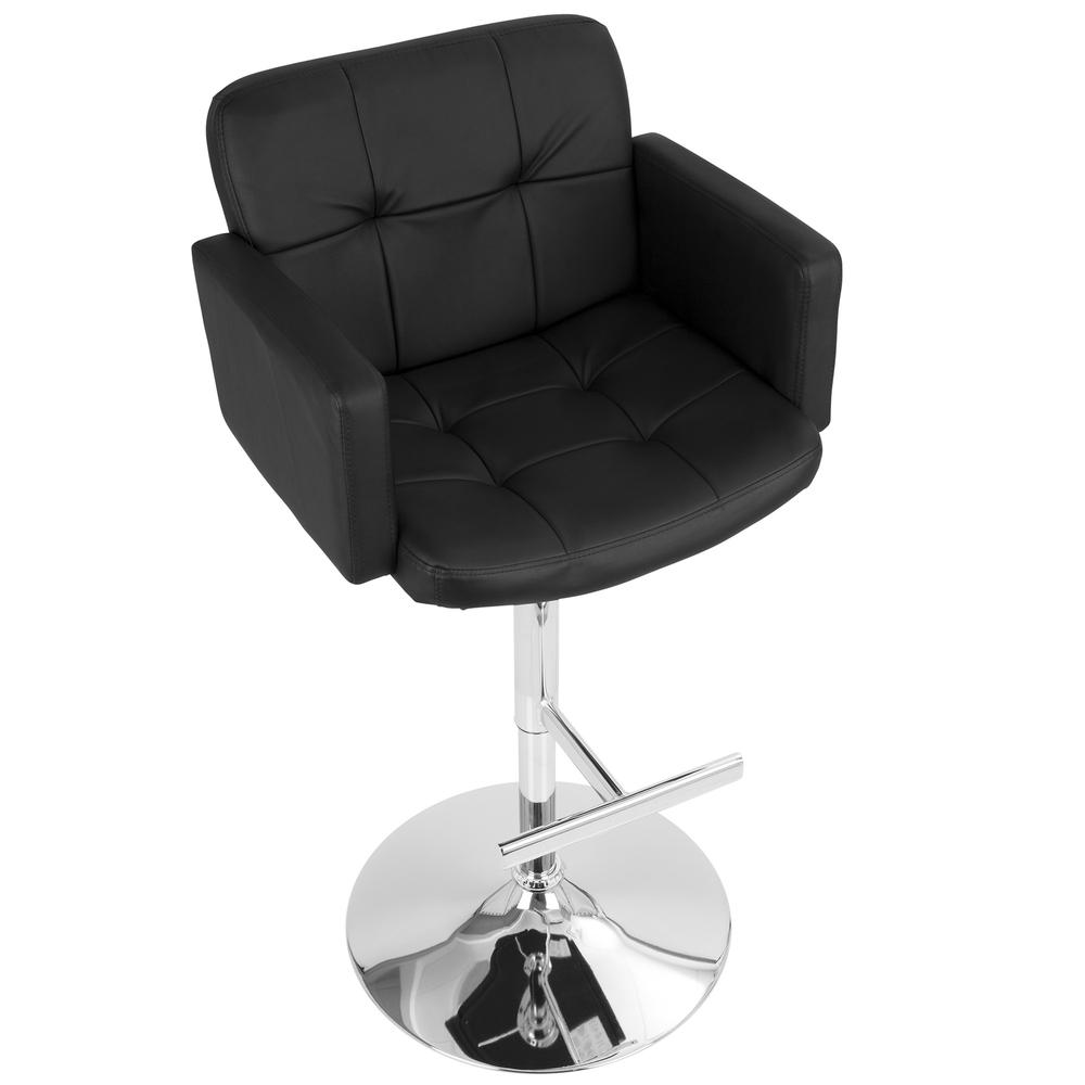 Stout Contemporary Adjustable Barstool with Swivel and Black Faux Leather. Picture 6